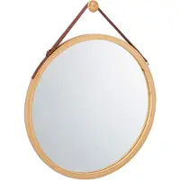 Relaxdays spiegel rond - verstelbare riemen - Ø 45 cm - bamboe lijst - hal - badkamer