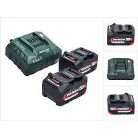 Metabo Gereedschap batterijen + laders, Basisset 2x Li-Power accupack 18 V 4.0 Ah CAS Li-Ion batterij ( 2x 625027000 ) + ASC 55 lader (18 V)
