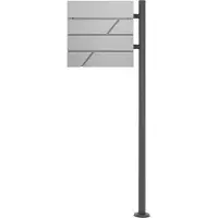 ML-Design Staande brievenbus met krantenvak 37x37x11 cm lichtgrijs roestvrij staal incl. staander antraciet 120cm hoog