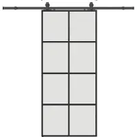 vidaXL Schuifdeur met beslagset 90x205 cm ESG glas zwart