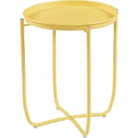 En.casa Tuintafel Sandefjord bijzettafel rond metaal 53xØ40 cm geel []