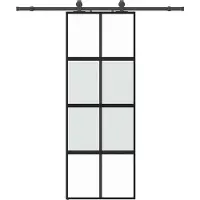vidaXL Schuifdeur met beslag, zwart, 76x205 cm, veiligheidsglas