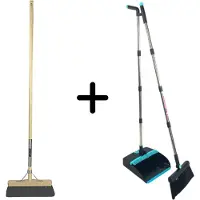 Synx Store Synx Tools Paardenhaar 40cm & Stoffer en Blik set van 2- Paardenhaar / Kamerveger - Zachte bezem 40 cm - Bezemsteel - Verstelbaar steel tot 121 cm