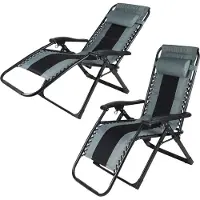 Viking Choice Ligstoel tuin - grijs/zwart - 162x65x110 cm - max 120 kg
