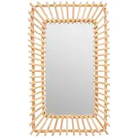 Atmosphera Wandspiegel Leonie - Boho/ibiza stijl - rotan - lichtbruin - 35 x 58 cm