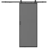 Vente-unique Schuifdeur met opbouwsysteem - Aluminium en gehard rookglas - H205 x L93 cm - LINCI II
