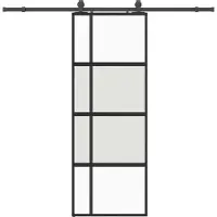 vidaXL Schuifdeur met beslagset 76x205 cm gehard glas zwart
