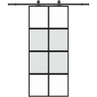 vidaXL Schuifdeur met beslagset 90x205 cm gehard glas zwart