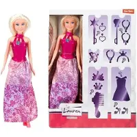Toi-Toys Lauren Tienerpop Blond Haar Roze Jurk Verrassingset