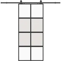 vidaXL Schuifdeur met beslag, zwart, 90x205 cm, veiligheidsglas
