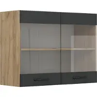 Vicco R-Line Glazen keukenkast – 80 cm Antraciet landhuis