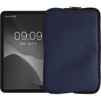 Kwmobile universele tablet hoes geschikt voor 8"-8,4" Tablet hoesje - Canvas cover voor tablets 21,8 x 13,7 cm - Tablet sleeve met rits - In donkerblauw