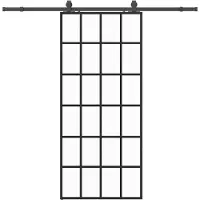 vidaXL Schuifdeur met beslagset 90x205 cm ESG glas zwart