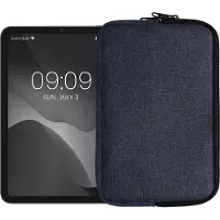 Kwmobile universele tablet hoes geschikt voor 8"-8,4" Tablet hoesje - Stoffen cover voor tablets 21,8 x 13,7 cm - Tablet sleeve met rits - In donkerblauw