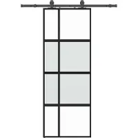 vidaXL Schuifdeur met beslag, zwart, 76x205 cm, veiligheidsglas