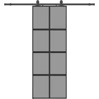 vidaXL Schuifdeur met beslag, zwart, 76x205 cm, veiligheidsglas