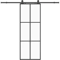 vidaXL Schuifdeur met beslagset 76x205 cm ESG glas zwart