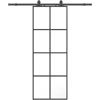 vidaXL Schuifdeur met beslag, zwart, 76x205 cm, veiligheidsglas