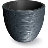 Prosperplast Plantenpot/bloempot Furu Stripes - buiten/binnen - kunststof - antraciet - D47 x H47 cm - Plantenpotten