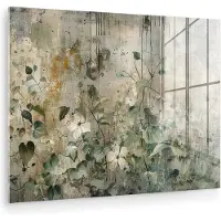 MuchoWow Glasschilderij 160x120 cm - Schilderij acrylglas - Bloemen - Bladeren - Abstract - Modern - Foto op glas - Muurdecoratie woonkamer - Wanddecoratie slaapkamer - Schilderijen
