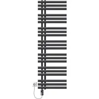 LuxeBath elektrische badkamer radiator IronEM 500x1600 mm antraciet met 1200W verwarmingselement digitale thermostaat en display Handdoekverwarming elektrische handdoekdroger en design paneelradiator