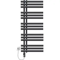 LuxeBath elektrische badkamer radiator IronEM 500x1200mm antraciet + verwarmingselement 1200W thermostaat digitaal display handdoekradiator elektrische handdoekwarmer paneelradiator design radiator