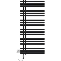 LuxeBath elektrische badkamer radiator IJzer EM 600 x 1400 mm zwart mat met verwarmingselement chroom 900W thermostaat digitaal display, handdoekradiator, elektrische handdoekwarmer paneelradiator