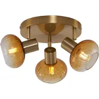 QAZQA Moderne plafondspot goud met amber glas rond 3-lichts - Teddy
