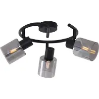 QAZQA Moderne plafondlamp zwart met smoke glas spiraal 3-lichts - Cilin