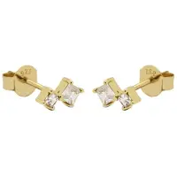 Karma Oorbellen Zirconia Double Squared | Goud