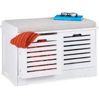 Relaxdays halbankje gepolsterd - 44 x 72 x 35 cm - hout - met 2 lades - landhuisstijl
