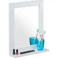 Relaxdays wandspiegel - met plank - badkamer - 49x40x10 cm - mdf - rechthoekig - wit