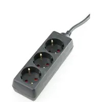 As Schwabe as-Schwabe stekkerdoos met 3 stopcontacten, zwart, 3 meter, 230V, 16A, meerwegstekkerdoos, IP20
