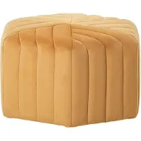 Beliani MURIETTA - Poef - Mosterdgeel - 53 cm - Fluweel
