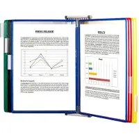 Tarifold Displaysysteem , A3, plaatstaal, lichtgrijs, incl. 10 draaiende zichtpanelen, gesorteerd op kleur