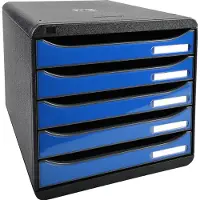 Exacompta Big Box Plus Iderama ijsblauw glanzend, 5 open laden A4/A4+/24x32, geruisloos, veiligheidsstop, stapelbaar