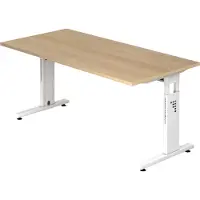 Hjh OFFICE PRO MEGA 16 W - 160 x 80 Tafelhoogte I In hoogte verstelbaar Eiken/Wit