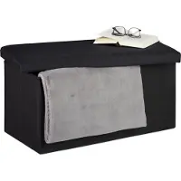 Relaxdays zitbank met opbergruimte - 84 l - stof - zacht - 38x76,5x38,5 cm - hocker - zwart