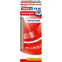 TESA Plakband tesafilm Office-Box 57402 Transparant 12 mm (B) x 33 m (L) BOPP (Bi-axiaal-georiënteerde polypropeen) 12 Rollen