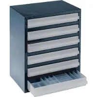 Raaco 250/6-3 Magazijnkast voor kleine onderdelen (l x b x h) 255 x 357 x 435 mm Aantal vakken: 6 Variabele onderverdeling Inhoud 1 stuk(s)