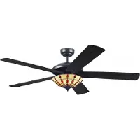 WESTINGHOUSE Comet T - Ventilator met Tiffany-lamp, hout donker, Woon-/ Eetkamer, Hout, Modern