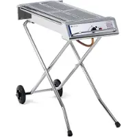 Hendi Krachtige roestvrijstalen barbecue – 7,5kW – inklapbaar en verrijdbaar – 1120x410x900 mm