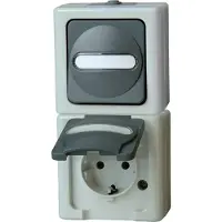 Kopp 130856009 BlueElectric Compleet Schakel-/stopcontact combinatie spatwaterdicht Grijs 1 stuks 1 stuk(s)