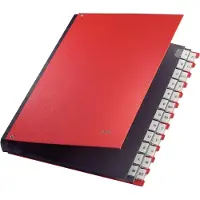 Leitz sorteermap, voor A4, alfabetisch, 26 waaiers, grijs karton, rood