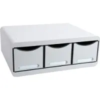 Exacompta Toolbox lichtgrijs, opbergmodule liggend met 3 laden, 27 cm diep, etikethouder, geruisloos, 25 jaar garantie