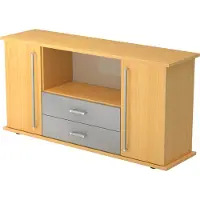 Hjh OFFICE PRO KAPA SB | Dressoir | met deuren + laden - Beuken Sideboard Chrome metaal handgreep
