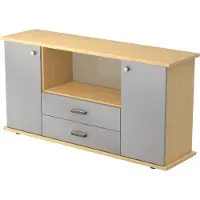 Hjh OFFICE PRO KAPA SB | Dressoir | met deuren + laden - Esdoorn/Zilver Sideboard Greeplijst kunststof