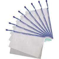 Djois opbergtas met ritssluiting A4 - 330x240mm - PVC - blauw - pak 8 stuks