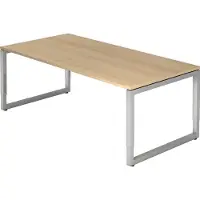 Hjh OFFICE PRO REGO 2E S - 200 x 100 Eiken/Zilver Tafelhoogte I In hoogte verstelbaar