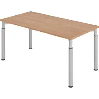 Hjh OFFICE PRO YAMA 16 S 160 x 80 - hoogte - verstelbaar frame zilver - 160 x 80 Walnoot/Zilver Tafelhoogte I In hoogte verstelbaar